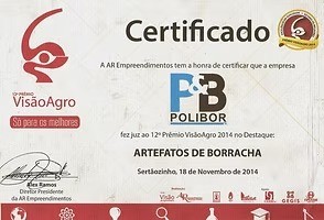 Certificado do 12º Prêmio Visão Agro 2014